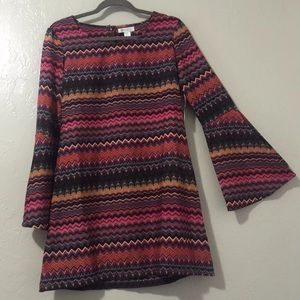 NWT Element Boho Bell Sleeve Tribal Pattern Dress